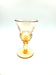 Vintage Pressed Cordial Peach Glasses Fluted Diamond Pattern Holds 1 ounce -4