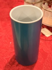 Retro Vintage 60-70s Aluminum/Ceramic MCM 8 Piece Tumbler Set w/Carrier Ex Cond