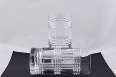 SET OF 2 RALPH LAUREN CRYSTAL GLEN PLAID HIGHBALL GLASSES – MINT