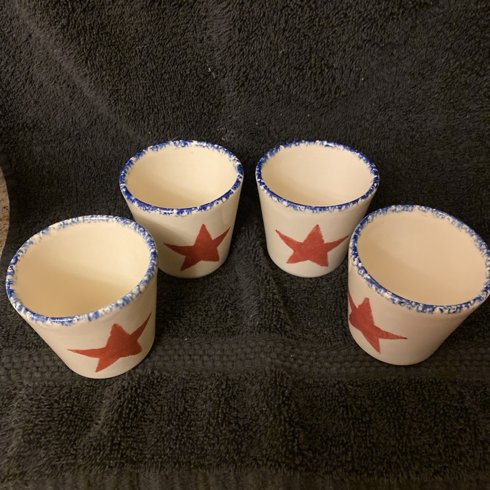 Three Rivers Pottery Myra 25th Anniversary Juice Cups Set Of 4