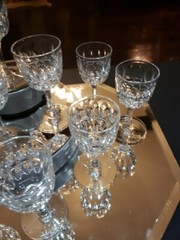 12 Wine Cordial glasses American Brilliant period cut Glass crystal Oval & Split