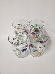 Princess House Orchard Medley Hand Painted Fruit Drinking Glasses Set of 4