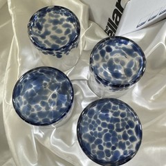 The Cellar Blue Confetti Glass Tumblers Set 4 Rocks Glasses 12oz Barware NIB