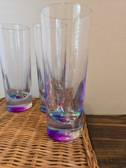 Set of 4 Acrlylic Clear Highball Glasses with Vibrant Rainbow