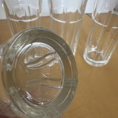 Vintage Federal Glass Company Juice Glasses Clear 4pc set 4.25″ Signed