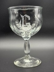 Vintage Etched Crystal Goblets with “G” Monogram – Set of Five Elegant Glasses