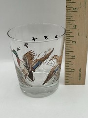 Libbey Mallard Ducks Whiskey Low Ball Cocktail Glass Vintage 1970s