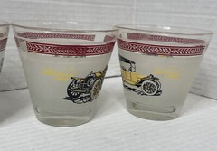 5 Vintage Hazel Atlas Early Classic Cars Frosted lowball glasses