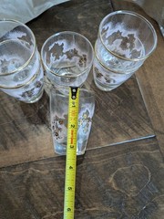 Set of 6 Vintage Libbey Duchess Drinking Glasses 3.5″ Pink Gold Floral 1950’s