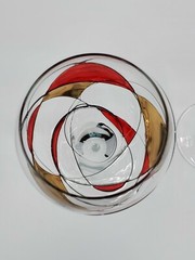 MILANO Mosaic Stained glass RED GOLD WATER GOBLETS STAINED 10 1/8” set of 2