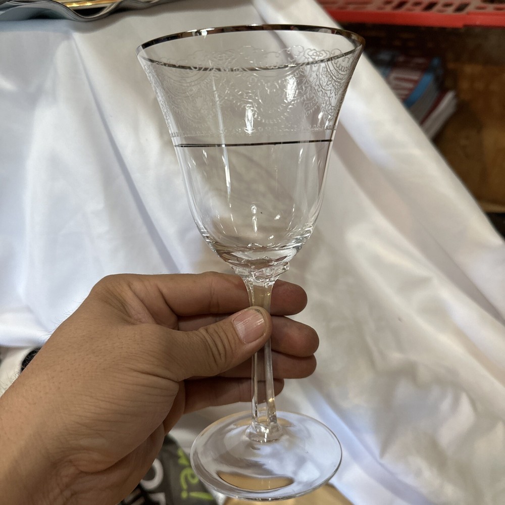 Lenox “ FAIR LADY “ (Platinum Trim) Crystal, Water, Wine, Glass, Goblet 1976-86