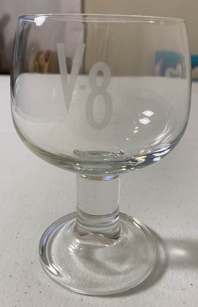 Arcoroc V-8 Bloody Mary Glass Cocktail Etched Brand Logo Goblet France VINTAGE