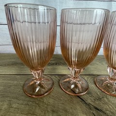 Set of 3 Fostoria Iced Tea Monet Peach Pink Thick Glasses MCM 70’s