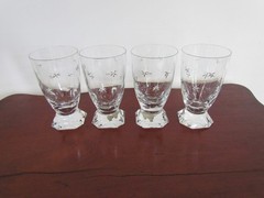 VTG Nachtmann Crystal Footed Tumblers Set 4 Hand Cut Stars Germany Bleikristall
