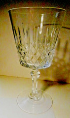Cristal D’Arques-Durand CRA-56-Cut Criss Cross~Crystal Water Goblet-France-Vtg