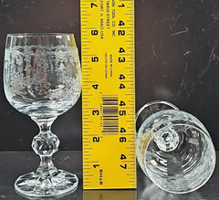 7 Import Assoc Cascade Wine Glass Set Vintage Floral Etch Cut Stemware Retro Lot