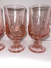 4 Vintage TIFFIN Franciscan Cabaret Pink Tea Glass Goblets Mint! HTF!