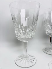 Set of 4 WATERFORD CRYSTAL Lismore 6 7/8″ Water Goblet/Wine Glasses Gothic Mark