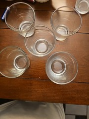 7 Clear Glass Glasses 3 1/8″ tall – 3″ wide