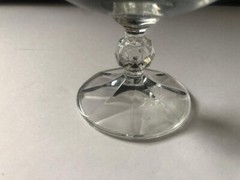 4 Vtg Bohemian Crystal Cascade Snifters Brandy Etched Swag Knob Stem Panel Base