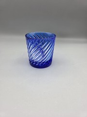 Cristal d’Arques Cobalt Blue Swirl Cut Glass Lowball Glass