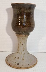 Stoneware Goblet Chalice Cup Art Pottery Wine Glass Glaze Brown Speckled