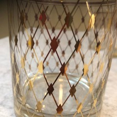 4 ~VTG Georges Briard Diamond Lattice Double Rock Glasses 22K/24K Gold Lattice