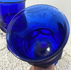 Vtg Imperial Glass Cobalt Blue Kings Crown Thumbprint Wine Glasses (2)