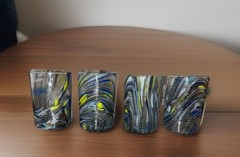 Murano Mid Century Swirl Design Glasses Tumblers Set/4 New