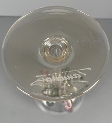 Wine Glass ION TAMAIAN Art Pastels Pink Green Hand Blown Applied Glass Romania