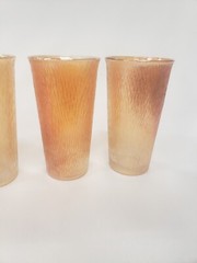 Vintage Peach Luster Carnival Glass Tumblers Set Of 6 Jeannette MCM