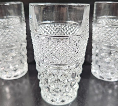 9 Anchor Hocking Wexford 10 Oz Tumblers Vintage Clear Diamond Cut Etch Retro Lot