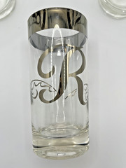 Set of 3 Silver Rim Glasses Dorothy Thorpe Monogram R 5.5” Mid Century High Ball