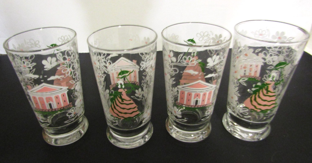 Vtg Libbey SOUTHERN BELLE Drinking Glasses Tumblers 5 1/4″ high SET OF 4