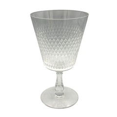 Crystal-Cut Patterned Clear Wine Glass Goblet Fine Arts Royal Diamond 1960s
