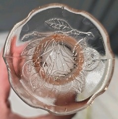Pair of Jeannette Cherry Blossom Pink depression glass scalloped-footed tumblers