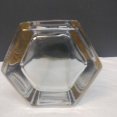 Four Lorren Venezia Gold Banded Tumbler Six Sided Base Multi-sided 5 5/8″X2″3/4