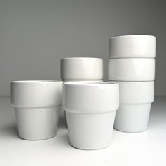 Set Of 7 Vintage Arabia Finland White Stacking Pots Tumblers by Kaj Franck 1960s
