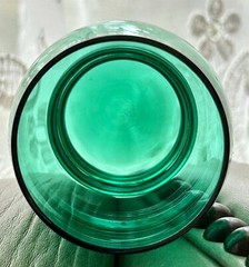11 – Stiegel Green Shaeffer Glass Tumbler Platinum Rings Imperial Glass 2.5 oz