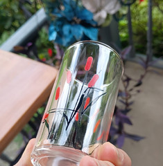 6 Hand Painted Cattail 3 3/4″ 4 oz. Water Glass Tumblers Original Vintage Lot