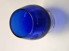 Vintage Brandy Snifter/Goblet Vibrant Blue Wheat Barley Star Base 3″ Tall