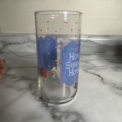 Vintage Pink and Blue Home Sweet Home Tumblers With Hearts (4) 16 And (4) 12oz
