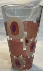 Vintage MCM Cerve Italy Pink Geometric 14 oz Highball Atomic Glass Tumbler-EUC