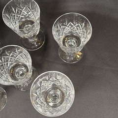 6 Vintage Thomas Webb Warwick? Cut Crystal 4 1/8” Wine Goblet Glasses Marked