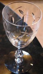 Vintage Set 5 TIFFIN FRANCISCAN PETITE Cut Leaf Crystal Water Goblets FANCY STEM