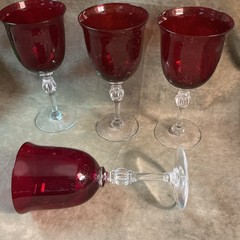 1930s Morgantown glass Company ruby red Brilliant Water /wine goblet lot (4)