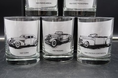 Vtg Rocks Glass Classic Car Packard Cord Vette Thunderbird Lincoln Set of 6 MCM