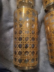 Vintage Culver Canella 22K Gold Highball Glasses Set of 7 Barware 1960s
