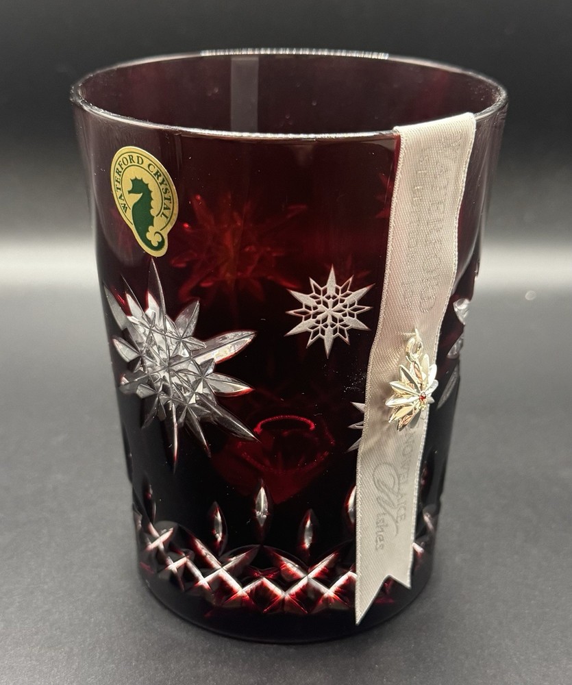 WATERFORD Snowflake WISHES Ruby RED DOF 1st PRESTIGE ED JOY Old Fashioned Glass