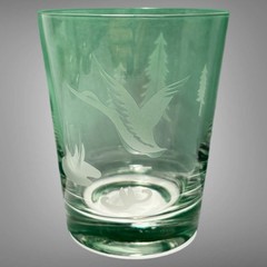Vintage Lot Of 6 Etched Goose Duck Tree Clear Drink Bar Lowball Glasses